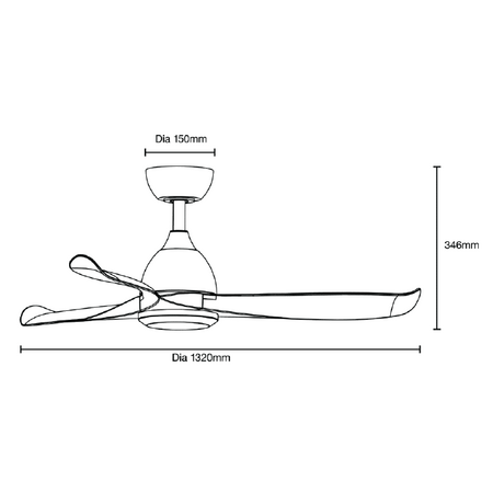 Scorpion DC 1320mm 3 ABS Blade WIFI & Remote Control Ceiling Fan Only Graphite/Carbon blades