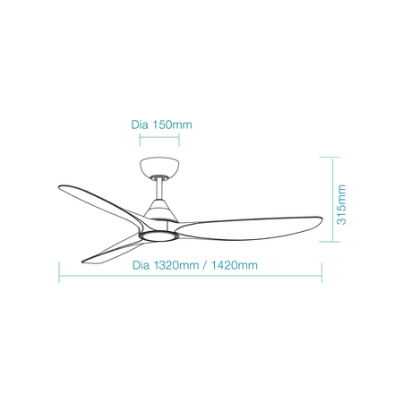 Seaforth DC 1320mm 3 ABS Blade WIFI & Remote Control Ceiling Fan with Variable Dim 15w CCT LED Light Matt Black