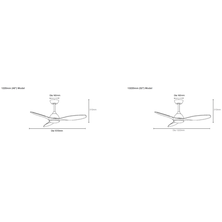 Elite DC 1320mm 3 ABS Blade WIFI & Remote Control Ceiling Fan Only Matt White