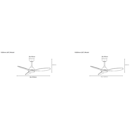 Elite DC 1220mm 3 ABS Blade WIFI & Remote Control Ceiling Fan with Variable Dim 18w CCT LED Light Matt Black