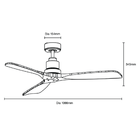 Mallorca DC 1320mm 3 Timber Blade WIFI & Remote Control Ceiling Fan Only Matt Black/Walnut