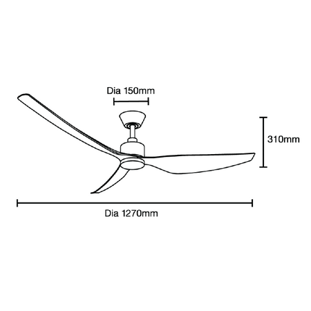 Genoa DC 1270mm 3 ABS Blade WIFI & Remote Control Ceiling Fan Only Matt White