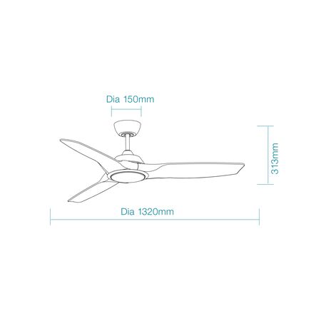 Impact DC 1320mm 3 ABS Blade WIFI & Remote Control Ceiling Fan with Variable Dim 20w CCT LED Light Matt Black