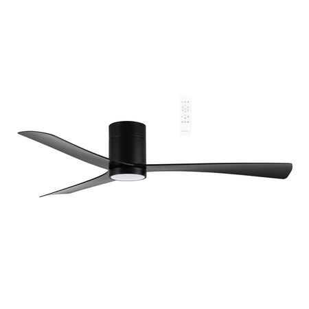 Metro DC Close to Ceiling 3 ABS Blade 1320mm Hugger  WIFI & Remote Control Ceiling Fan with Variable Dim 16w CCT LED Light Matt Black