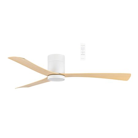 Metro DC Close to Ceiling 3 ABS Blade 1320mm Hugger  WIFI & Remote Control Ceiling Fan with Variable Dim 16w CCT LED Light White/Oak