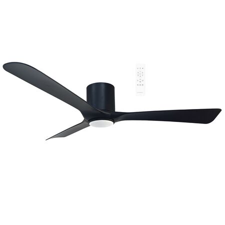 Fresno DC Close to Ceiling 3 ABS Blade 1320mm Hugger WIFI & Remote Control Ceiling Fan with Variable Dim 16w CCT LED Light Matt Black