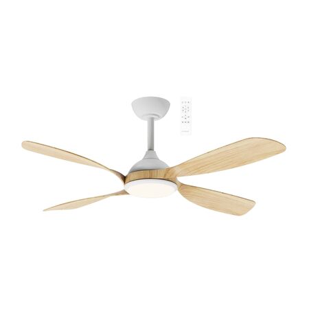 Hampton DC 1320mm 4 ABS Blade WIFI & Remote Control Ceiling Fan with Variable Dim 18w CCT LED Light Matt White/Oak