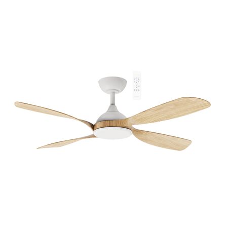 Hampton DC 1320mm 4 ABS Blade WIFI & Remote Control Ceiling Fan Only Matt White/Oak