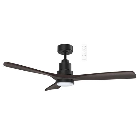 Mallorca DC 1320mm 3 Timber Blade WIFI & Remote Control Ceiling Fan with Variable Dim 24w CCT LED Light Matt Black/Walnut