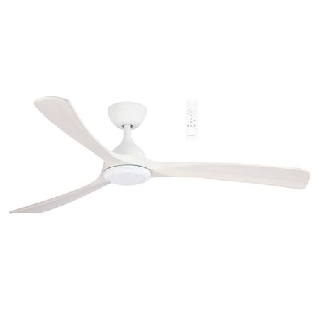 Norfolk DC 1220mm 3 Timber Blade  WIFI & Remote Control Ceiling Fan Only Matt White/Whitewash