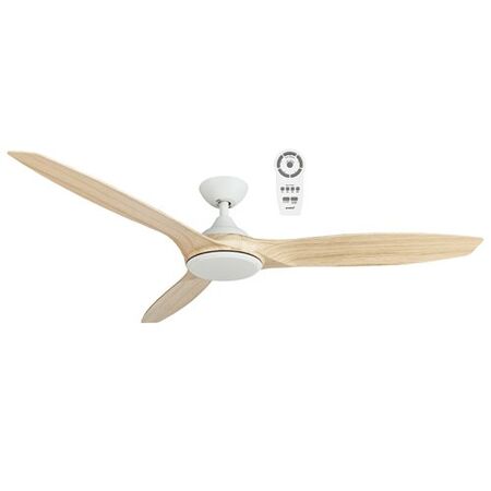 Newport 1420mm 3 ABS Blade DC Remote Control Ceiling Fan with 18w LED Light Tricolour White/Oak