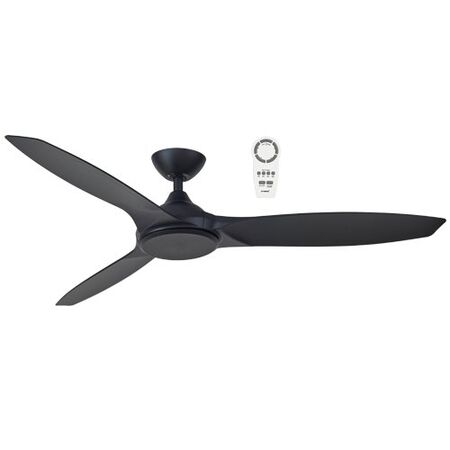 Newport 1420mm 3 ABS Blade DC Remote Control Ceiling Fan Only Matt Black/Matt Black