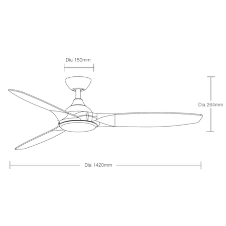 Newport DC 1420mm 3 ABS Blade WIFI & Remote Control Ceiling Fan Only Matt Black