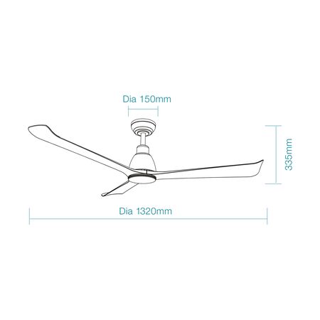 Polo DC 1320mm 3 ABS Blade WIFI & Remote Control Ceiling Fan with Variable Dim 15w CCT LED Light Matt White