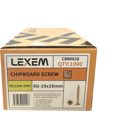 Chipboard Screws 8G-10x28mm Paper Box (1000pcs) - CBB0828