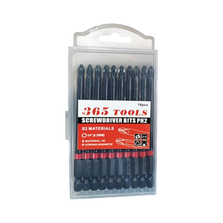 IMPACT Driver Bits PH2 Black Colour 150mm 10pcs - IDBPH2X150