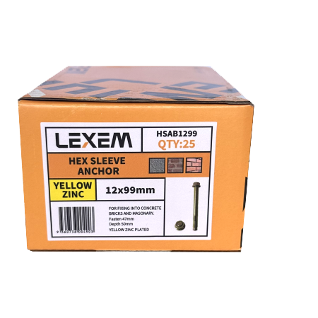 HEX Sleeve Anchor 12X99MM 25pcs - HSAB1299