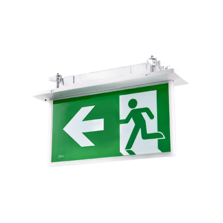 Slim Recessed Emergency Sign Black