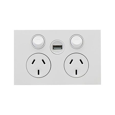 Saturn Zen
Double Power Point
Single USB Charger, Horizontal Mount, 250V, 10A | Zen White