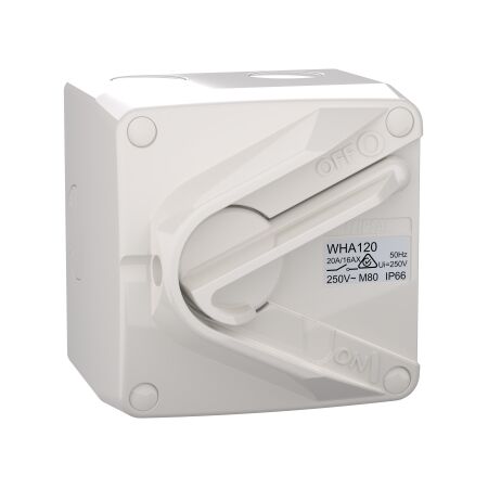 Weathershield
Switch
1-Gang, 1 Pole, 20A/16AX, 250VAC, IP66 | Resistant Grey