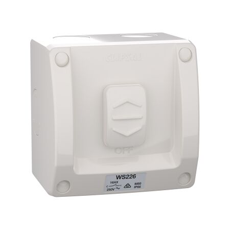 Weathershield
Switch
1-Gang, 20A/16AX, 250VAC, IP66 | Resistant Grey