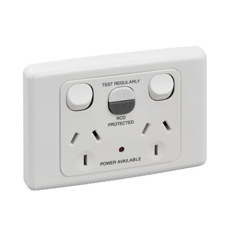 2000 Series, RCD Protected Twin Switch Socket Outlet, 250V, 10A, 1 Pole, 10mA RCD
White Electric