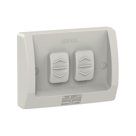 Weathershield
Switch
Flush, 2-Gang, 16AX, 250VAC, IP66 | Resistant Grey