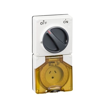 Clipsal - 56 Series, Switched Socket, Surface 3 PIN Light 10A Less Enclosure
Resistant White Electric