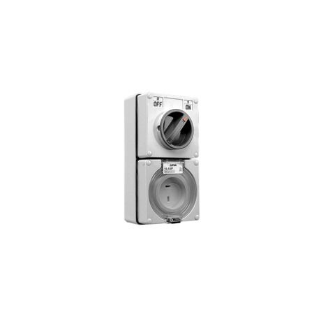 Clipsal - 56 Series, Switched Socket Outlet, 32V, 15A, 2 Polarised PIN, IP66, 1 Pole
Grey