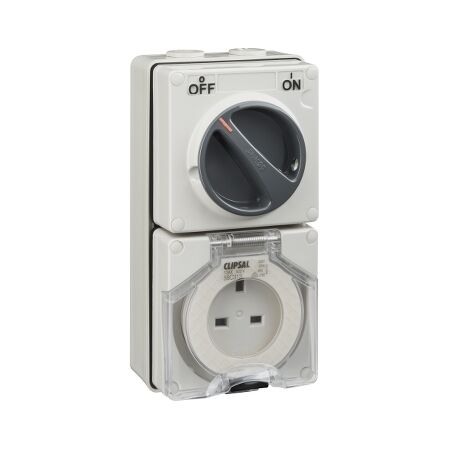 Clipsal - 56 Series, Switched Socket, Surface Ip56 3 PIN 13A
Grey