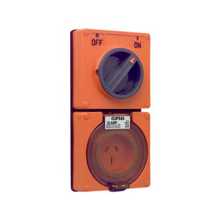 Clipsal - 56 Series, Switched Socket, Surface IP66 3 PIN 15A Less Enclosure
Grey