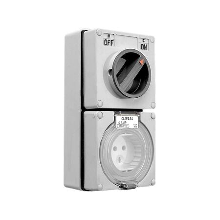 Clipsal - 56 Series, Switched Socket Outlet, 110V, 10A, 3 PIN, IP66
Grey
