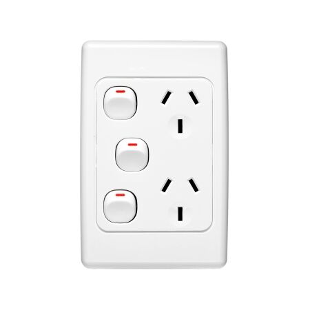 2000 Series
Twin Switch Socket Outlet
250V, 10A, Vertical, Removable Extra Switch | White Electric