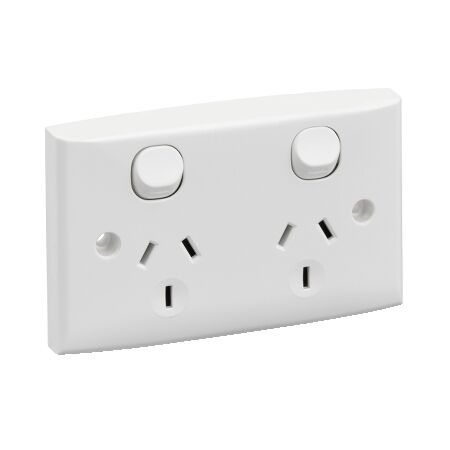 Standard Series, Twin Switch Socket Outlet, 250V, 10A, Standard Size, Safety Shutter
White Electric