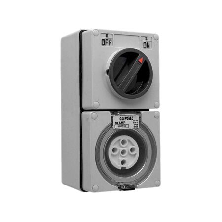 Clipsal - 56 Series, Switched Socket Outlet, 500V, 10A, 5 Round PIN, IP66, 3 Pole
Chemical Grey