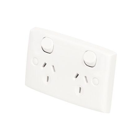 Standard Series, Twin Switch Socket Outlet, 250V, 10A, Standard Size
White Electric