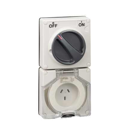 Clipsal - 56 Series, Combination Switched Socket Outlet, 250V, 10A, 3 Flat PIN, Heavy Duty
Grey