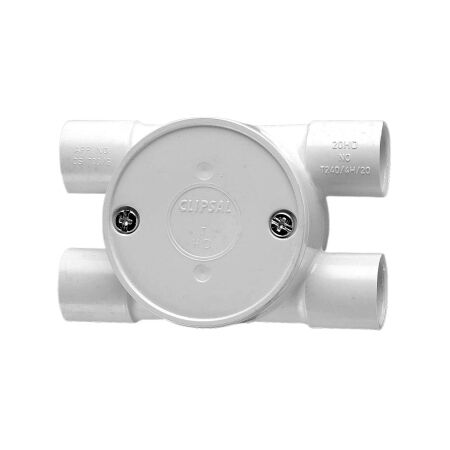 Clipsal - Cable Management, Tangential Junction Box, 20mm I.D, 4 Way Entry, H-type
Grey