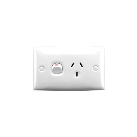 Standard Series, Single Switch Socket Outlet, 250V, 10A, Standard Size, 2 Pole
White Electric