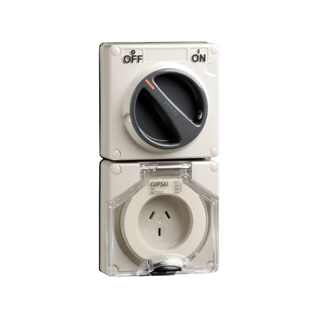 Clipsal - 56 Series, Switched Socket, Surface IP66 3 PIN 10A
Grey