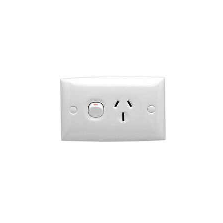Standard Series, Single Switch Socket Outlet, 250V, 15A, Standard Size, 2 Pole
White Electric