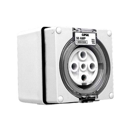 Clipsal - 56 Series, Surface Socket, IP66, 500V 50A - 5 Round Pins
Grey