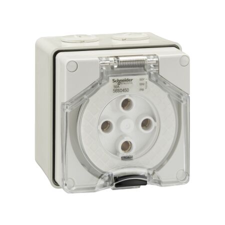 Clipsal - 56 Series, Surface Socket, IP66, 500V 50A - 4 Round Pins
Grey
