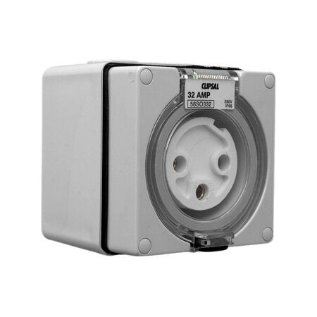 Clipsal - 56 Series, Surface Socket, IP66, 250V 32A - 3 Round Pins
Grey