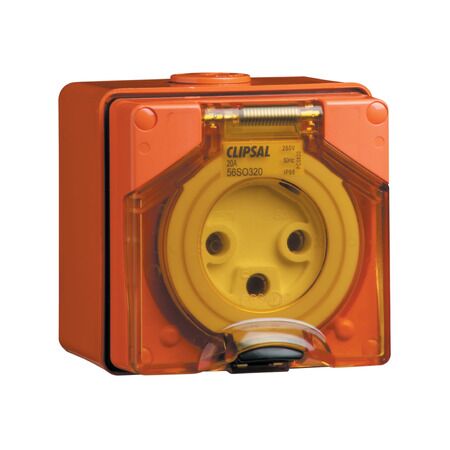 Clipsal - 56 Series, Surface Socket, IP66, 250V 20A - 3 Round Pins
Chemical Grey
