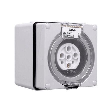 Clipsal - 56 Series, Surface Socket, IP66, 500V 20A - 7 Round Pins
Grey