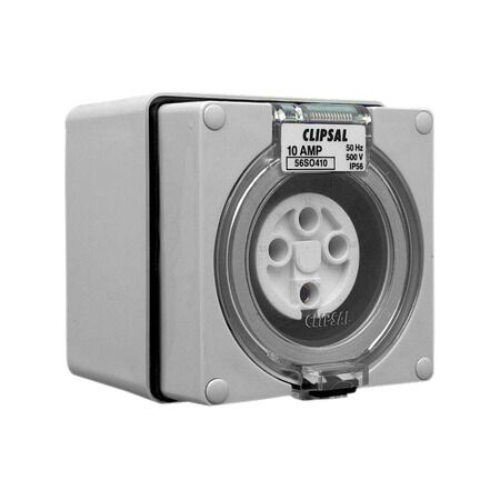 Clipsal - 56 Series, Surface Socket, IP66, 500V 10A - 4 Round Pins
Grey