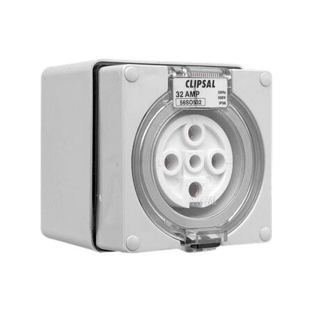 Clipsal - 56 Series, Surface Socket, IP66, 500V 32A - 5 Round Pins
Chemical Grey