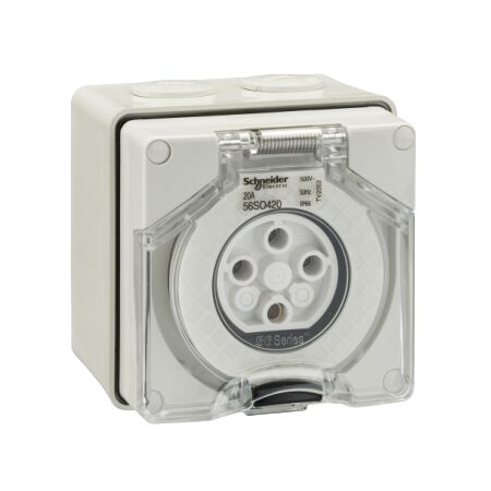 Clipsal - 56 Series, Surface Socket, IP66, 500V 20A - 4 Round Pins
Chemical Grey