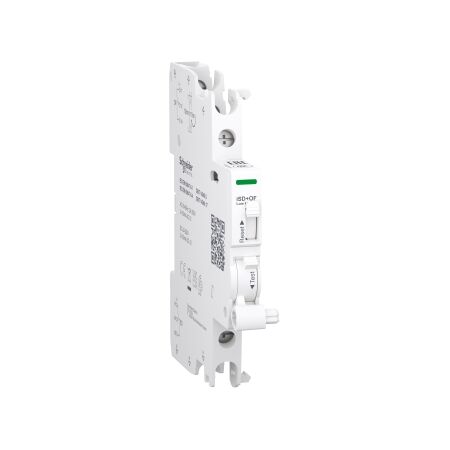 Acti9, Auxiliary contact, iSD+OF, 2 C/O, 2mA to 100mA, 24VAC to 250VAC, 24VDC to 220VDC, top and bottom connection